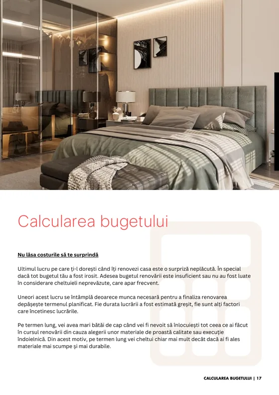 Pagină din capitolul Calcularea bugetului